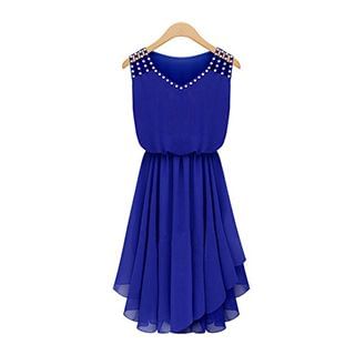 Fashion Street Sleeveless Tie Waist Pleated Dress