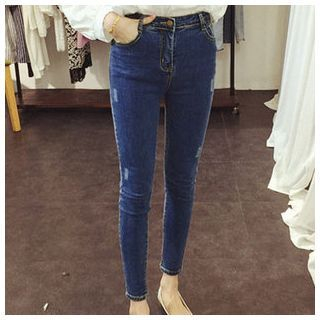 Oaksa Distressed Tapered Jeans