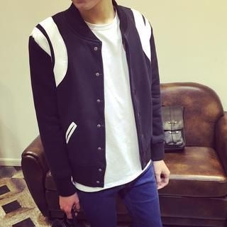 Soulcity Faux Leather Panel Baseball Jacket