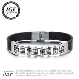 I Go Fashion Faux-Leather Steel Bracelet