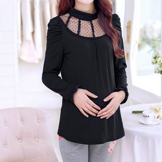 Mamaladies Maternity Ruched Lace Panel Top