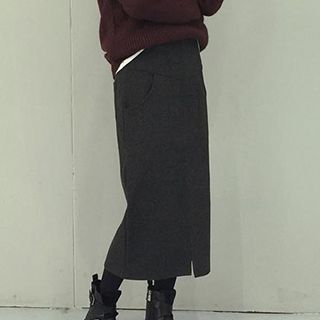 Eva Fashion Plain Midi Skirt