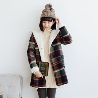 Forest Girl Hooded Check Coat