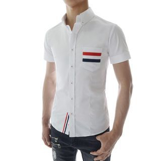 TheLees Short-Sleeve Stripe-Trim Shirt
