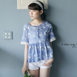 Tokyo Fashion Short-Sleeve Embroidered Top