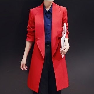 ZCY Plain Open-Front Long Blazer