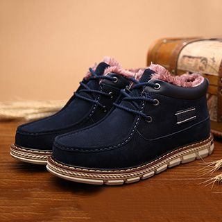 Preppy Boys Genuine Leather Fleece-Lined Ankle Boots