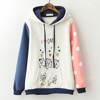 ninna nanna Cat Fleece-lined Panel Hoodie