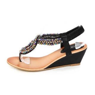 Beaded Wedge Sandals
