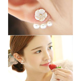 Miss21 Korea Flower Faux-Pearl Earrings