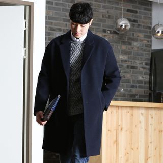 MODSLOOK Drop-Shoulder Single-Breasted Wool Blend Coat