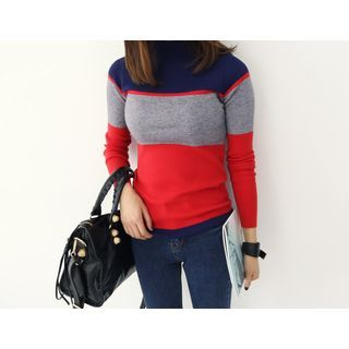 DANI LOVE Mock-Neck Color-Block Knit Top