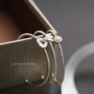 Love Generation Flower / Heart Rhinestone Bracelet