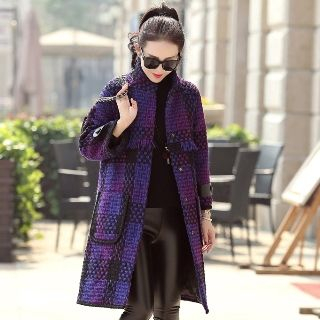 Romantica Fringed Plaid Buttoned Coat