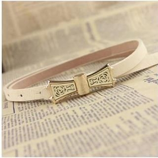 Charm n Style Perforated Bow-Accent Slim Belt