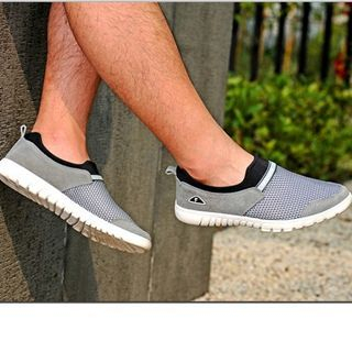 surom Mesh Panel Leather Slip-Ons