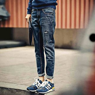 Prep Soul Distressed Washed Slim-Fit Jeans