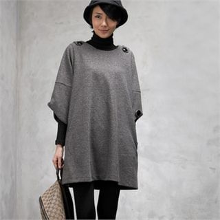 HALUMAYBE Drop-Shoulder Wool-Blend Mini Dress