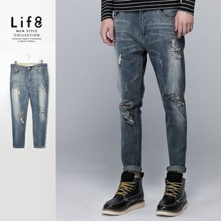 Life 8 Distressed Straight-Leg Jeans