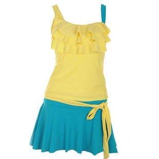 Blue Lagoon Set: Ruffle Tankini + Swim Skirt