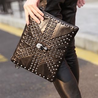 BagBuzz Studded Faux Leather Clutch
