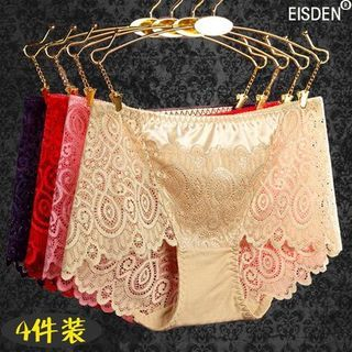Eisden Set of 4: Lace Panel Panties