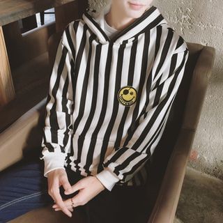 JUN.LEE Hooded Striped Sweatshirt