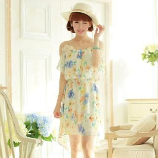 Kaven Dream Off-Shoulder Floral Print Dress