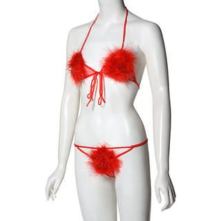 Faux-Fur Bikini Red - One Size