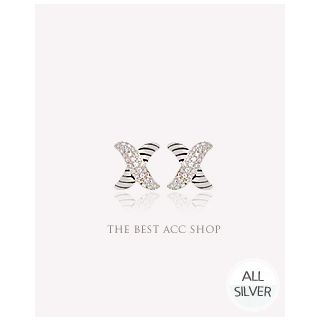 Miss21 Korea Cross Silver Stud Earrings