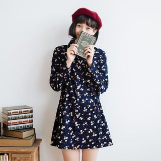 Forest Girl Long-Sleeve Floral Print Dress