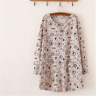 P.E.I. Girl Cartoon Pattern Stitching Long-Sleeved T-Shirt