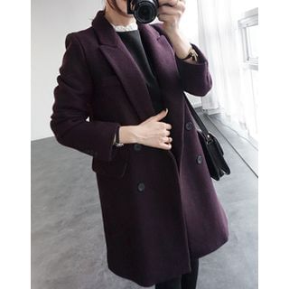 UPTOWNHOLIC Double-Breasted Wool Blend Coat