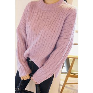OZNARA Wool Blend Rib-Knit Sweater