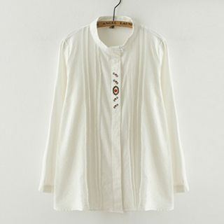 Meimei Embroidered Placket Stand-collar Blouse