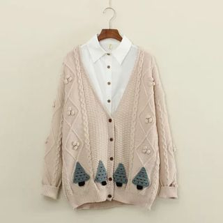Mushi Open Front cable Knit Sweater