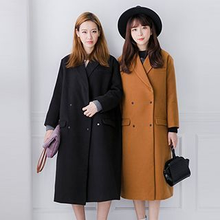 Heynew Notched-Lapel Double-Breasted Coat