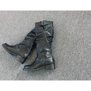 DANI LOVE Zipper-Detail Buckled Long Boots