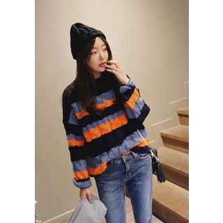 REDOPIN Color-Block Cable-Knit Sweater