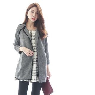 Tokyo Fashion Contrast Trim Long Jacket