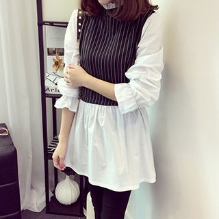 Little V Pinstriped Panel Tunic