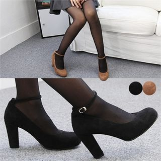Reneve Ankle-Strap Chunky-Heel Pumps