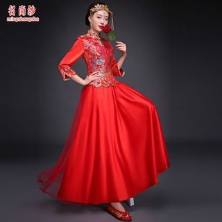 MSSBridal Embroidered 3/4-Sleeve 2 Pieces Wedding Cheongsam