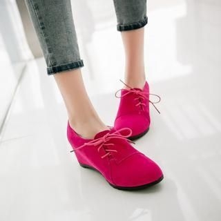Shoes Galore Lace-Up Hidden Wedge Flats