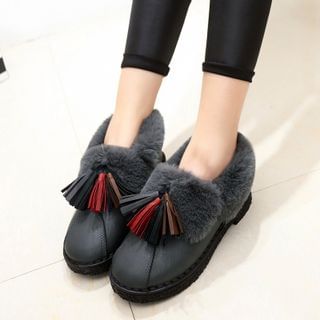 Amy Shoes Tassel Furry Ankle Boots