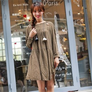 11.STREET Argyle Print Long-Sleeve Dress