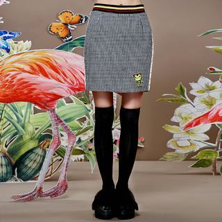ELF SACK Paneled Houndstooth Mini Skirt