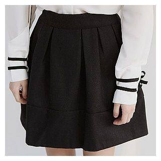 Sechuna Band-Waist A-Line Mini Skirt