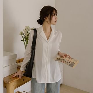 Notch-Collar Crepe Shirt