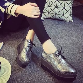 Zandy Shoes Glitter Wedge Oxfords